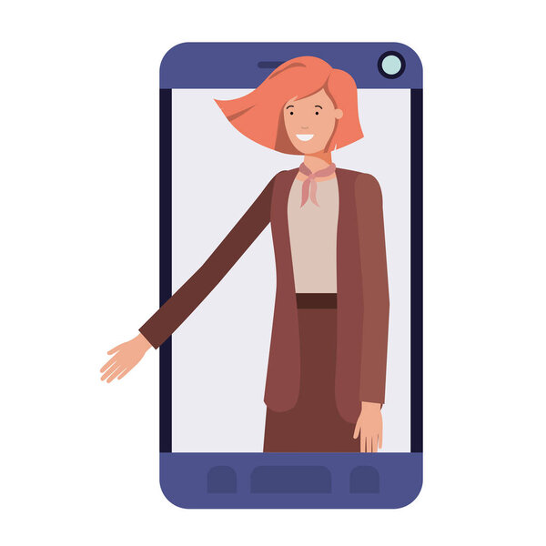 businesswoman in smartphone avatar character