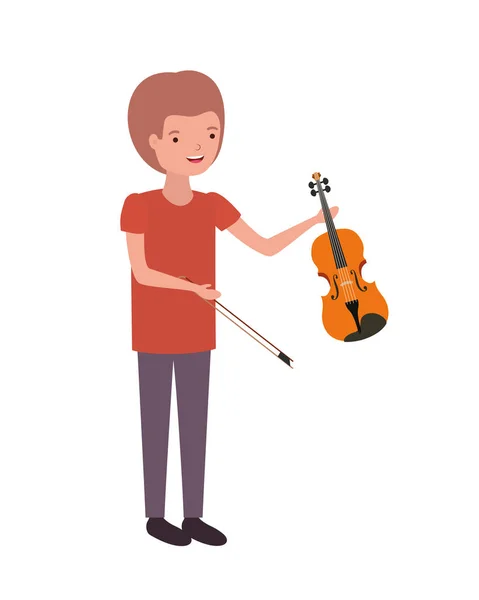具有小提琴性格的年轻人 — 图库矢量图片