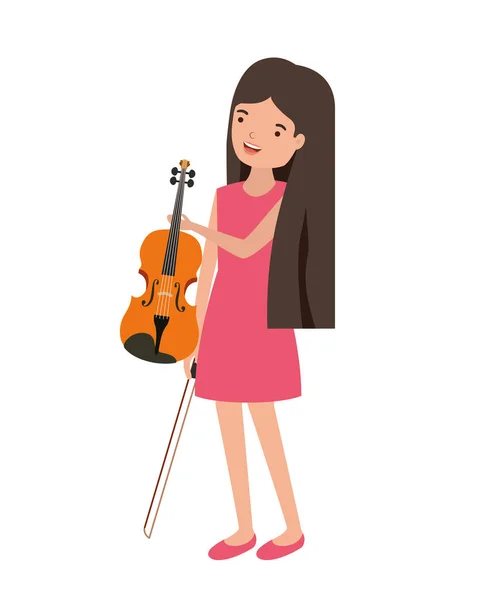 Mujer joven con carácter de violín — Vector de stock