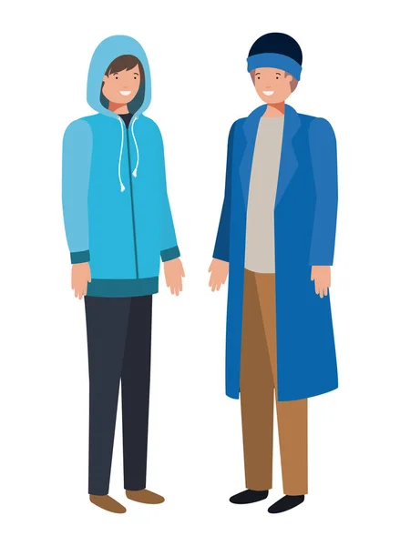 Hommes avec des vêtements d'hiver avatar caractère — Image vectorielle