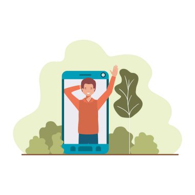 konuşma balonu ile Smartphone genç adam