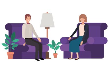 oturma odası avatar karakter genç çift