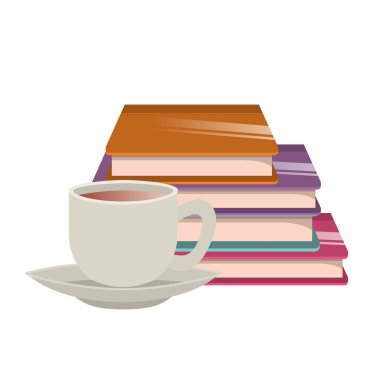 kitap izole simgesi ile kahve fincan