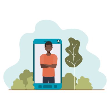 konuşma balonu ile Smartphone genç adam