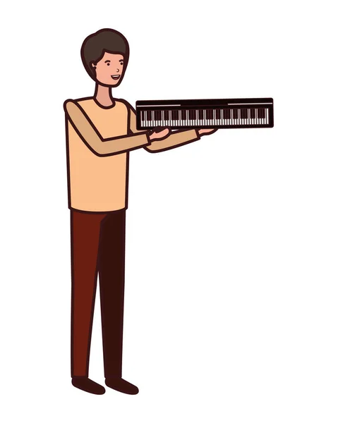 young man with piano keyboard character