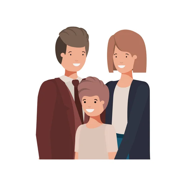 Parents couple with son avatar character — Stock Vector