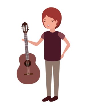 gitar karakteri ile genç adam