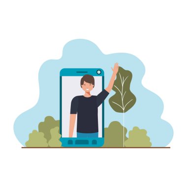 konuşma balonu ile Smartphone genç adam