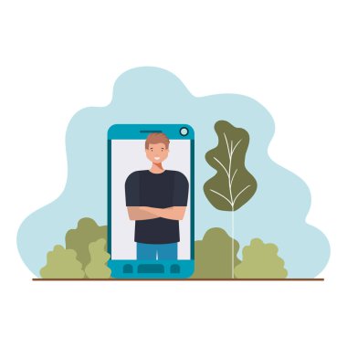 konuşma balonu ile Smartphone genç adam