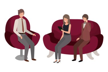 insanlar bussiness grup sandalyeler avatar karakter oturan