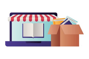 çadır ve kutu izole simge ile Laptop