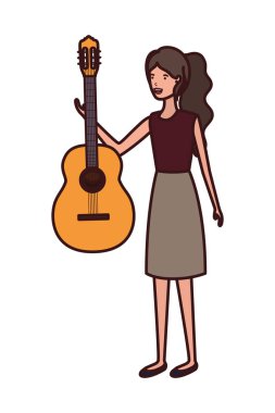 gitar karakteri ile genç kadın