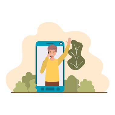 konuşma balonu ile Smartphone genç adam