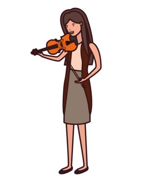 Keman karakteri ile genç kadın
