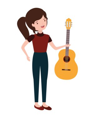 gitar karakteri ile genç kadın