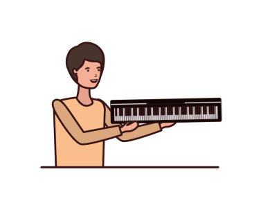 piyano klavye karakteri ile genç adam