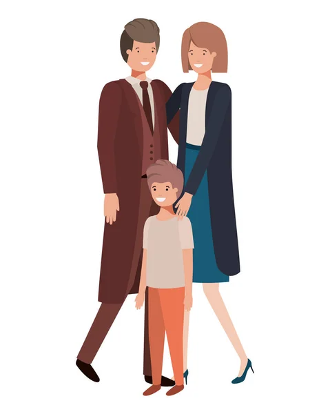 Padres pareja con hijo avatar carácter — Vector de stock