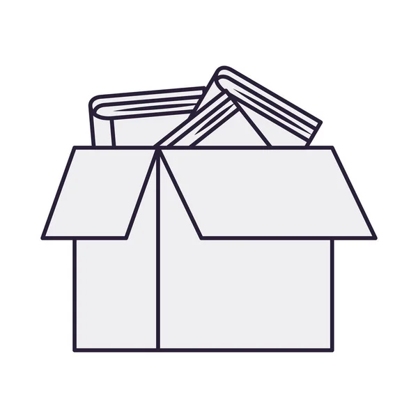 Kartonové krabice s knihami izolovanými ikonami — Stockový vektor