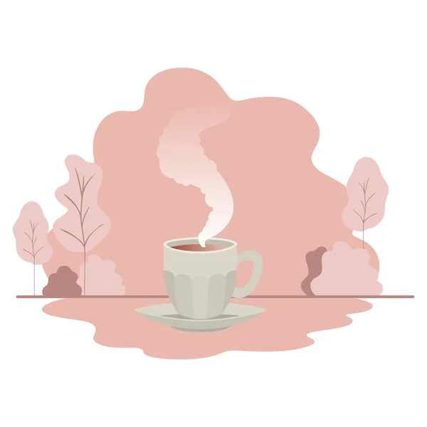 Чашка кофе с табличкой изолированный значок — стоковый вектор