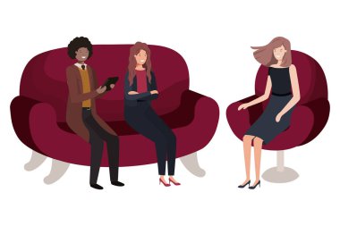 insanlar bussiness grup sandalyeler avatar karakter oturan