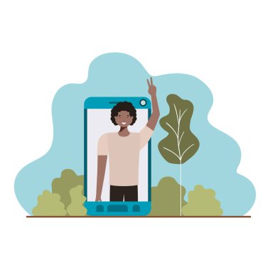 konuşma balonu ile Smartphone genç adam