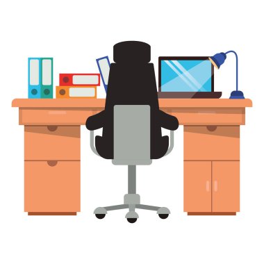 Laptop yalıtılmış simgesi ile ofis masası