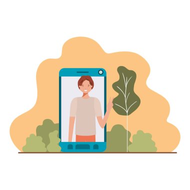 konuşma balonu ile Smartphone genç adam