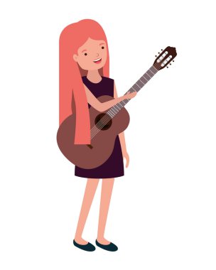 gitar karakteri ile genç kadın