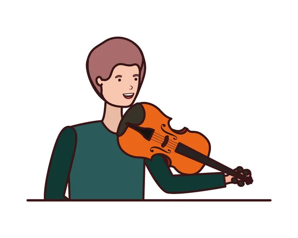 Junger Mann mit Geigencharakter — Stockvektor