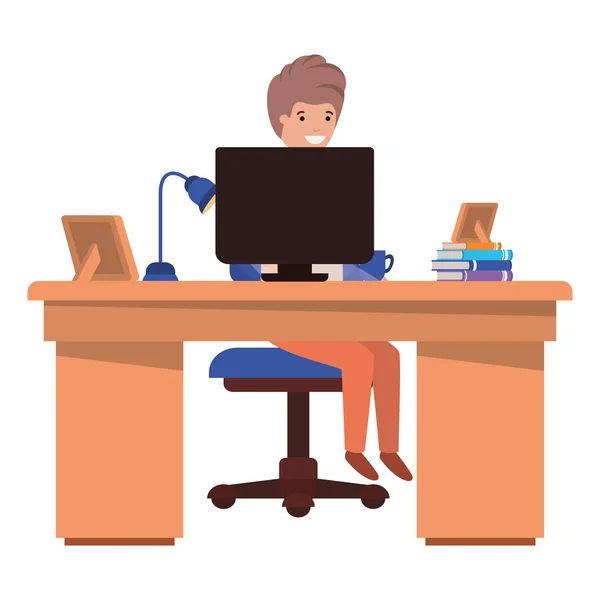 Hombre trabajando en la oficina avatar carácter — Vector de stock