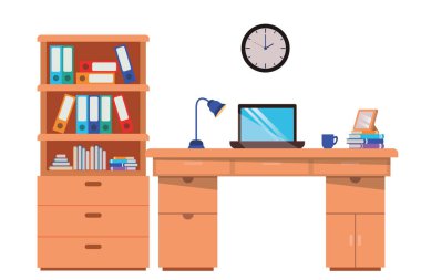 Laptop yalıtılmış simgesi ile ofis masası