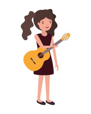 gitar karakteri ile genç kadın