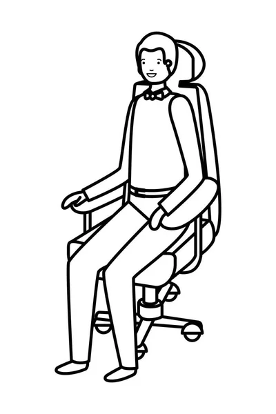 Üzletember ül irodaszékben avatar karakter — Stock Vector