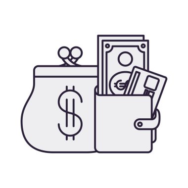 sikke çanta ve cüzdan para izole simgesi