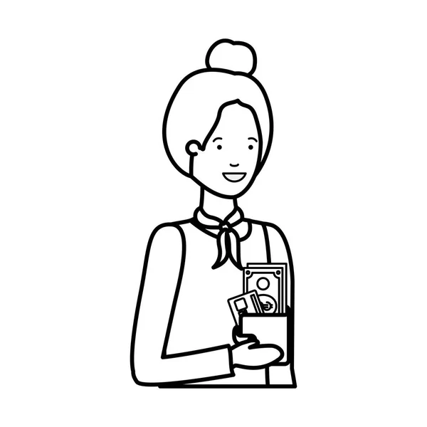 Donna con portafoglio e carta di credito avatar personaggio — Vettoriale Stock