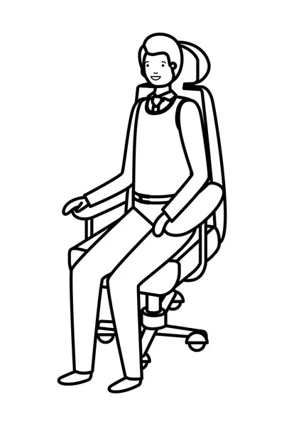 Zakenman zittend in bureaustoel avatar karakter — Stockvector