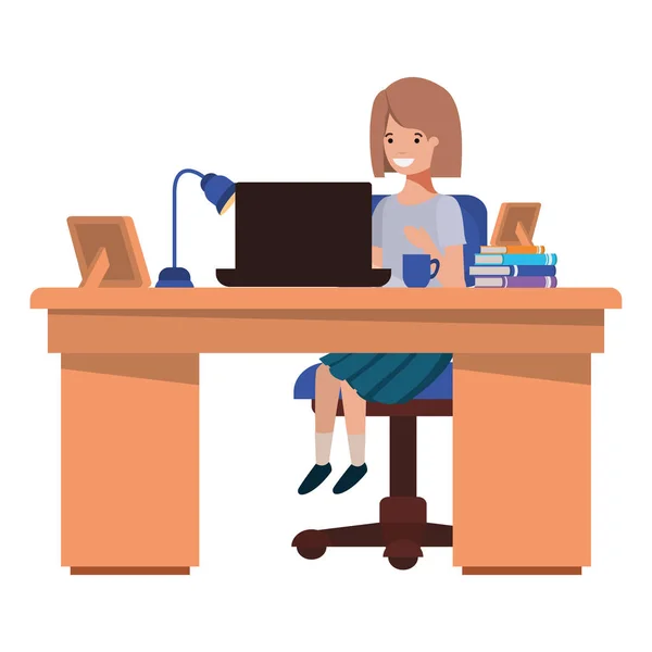 Vrouw die werkzaam zijn in het kantoor avatar karakter — Stockvector