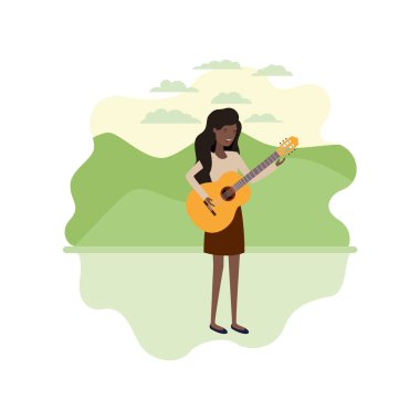 manzara avatar karakter gitar ile kadın