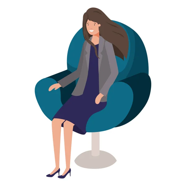 Mulher de negócios sentado em personagem avatar cadeira — Vetor de Stock