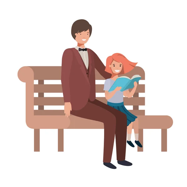 Otec a dcera seděli v parku avatár — Stockový vektor
