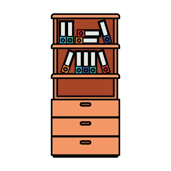 Shelving with books isolated icon — Stock Vector