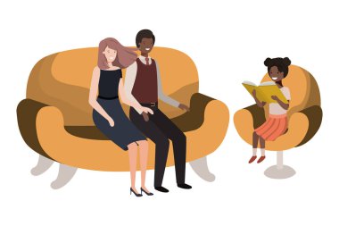 Anne çift ile daugether oturan içinde sandalye