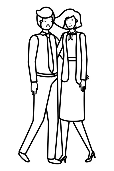 Young couple of business avatar character — Stock Vector