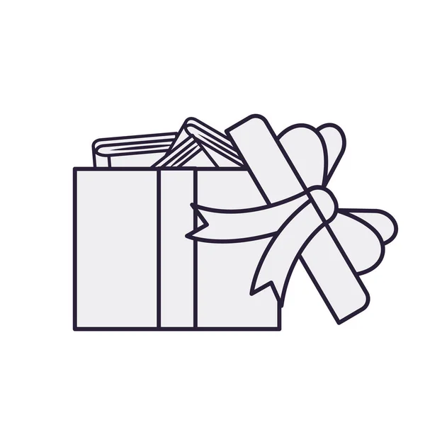 Regalo abierto con libros icono aislado — Vector de stock