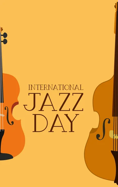 Cartel del día del jazz con violines — Vector de stock