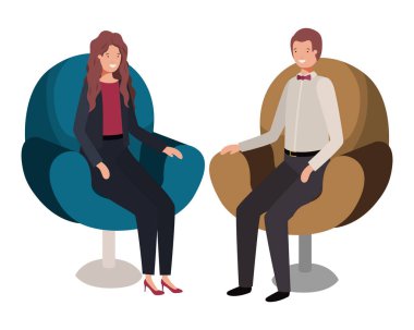 sandalye avatar karakter oturan iş çift