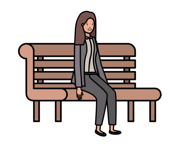 坐在公园椅子头像字符的女商人 — 图库矢量图片