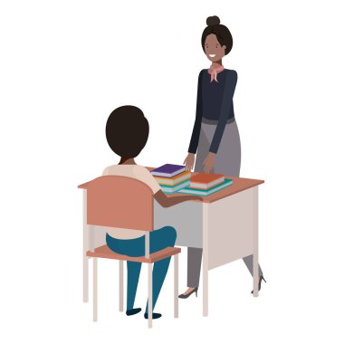 kadın öğretmen ile öğrenci sınıfta