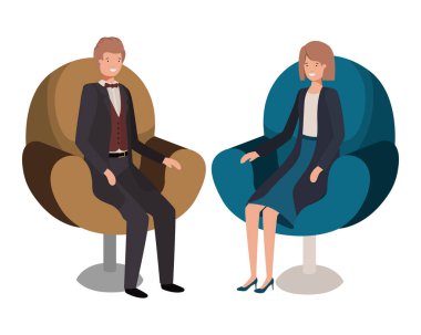 sandalye avatar karakter oturan iş çift