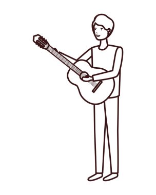 gitar karakteri ile genç adam